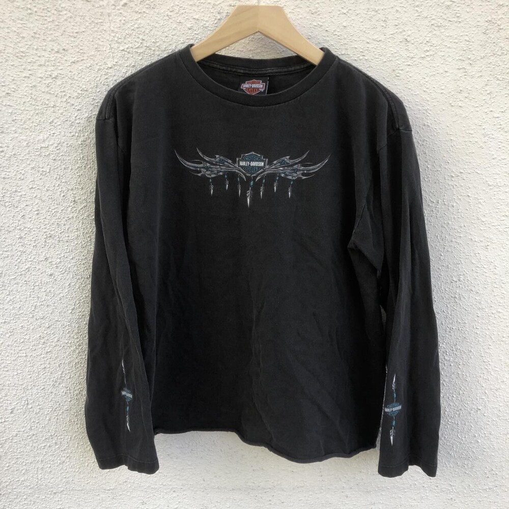 Vintage Harley Davidson Long Sleeve Wings Holoubek Shield Shirt Large Vintage